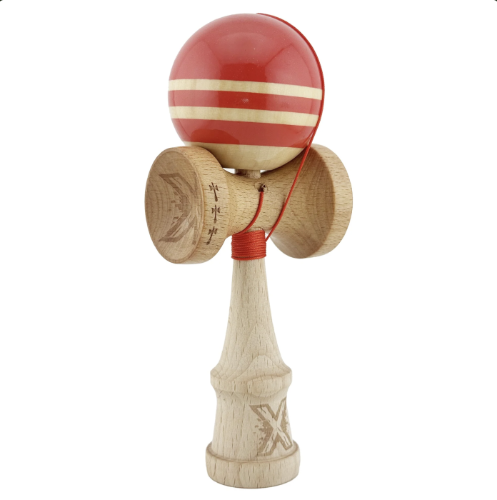 Kendama X Royal King Size, Super Sticky cupe mari, Rosu-Natur cu dungi [1]