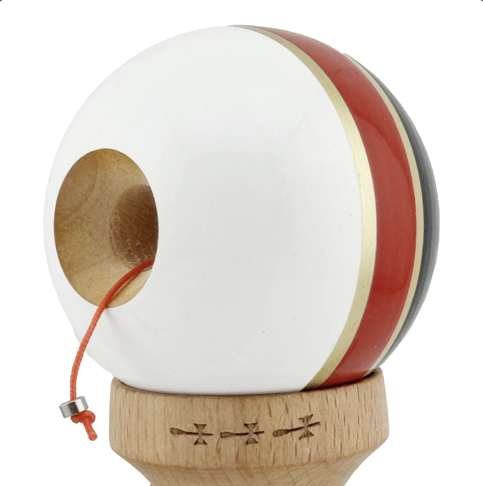Kendama X Royal King Size, Super Sticky cupe mari, Alb-Rosu-Negru dungi aurii [5]