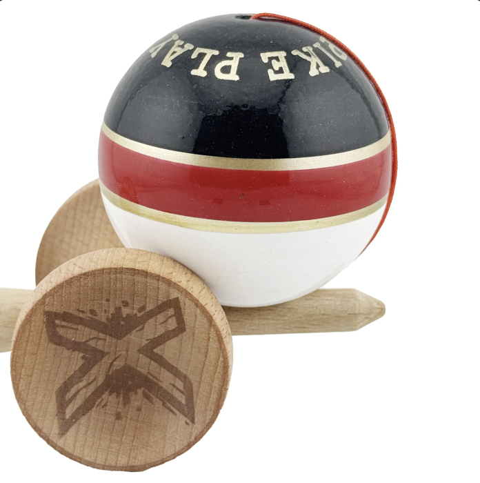 Kendama X Royal King Size, Super Sticky cupe mari, Alb-Rosu-Negru dungi aurii [8]