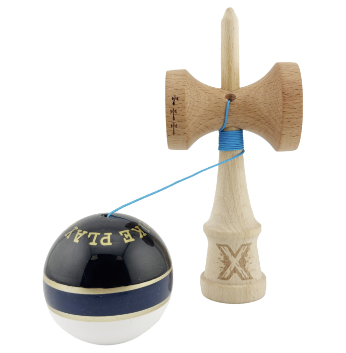 Kendama X Royal King Size, Super Sticky cupe mari, Alb-Bleumarin-Negru dungi aurii [3]