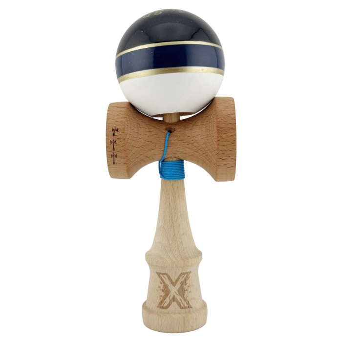 Kendama X Royal King Size, Super Sticky cupe mari, Alb-Bleumarin-Negru dungi aurii [2]