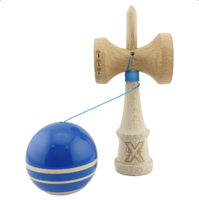 Kendama X Royal King Size, Super Sticky cupe mari, Albastru-Natur cu dungi [3]