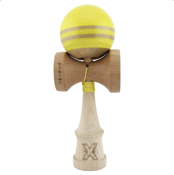 Kendama X Royal King Size, Super Sticky cupe mari, Galben-Natur cu dungi [8]