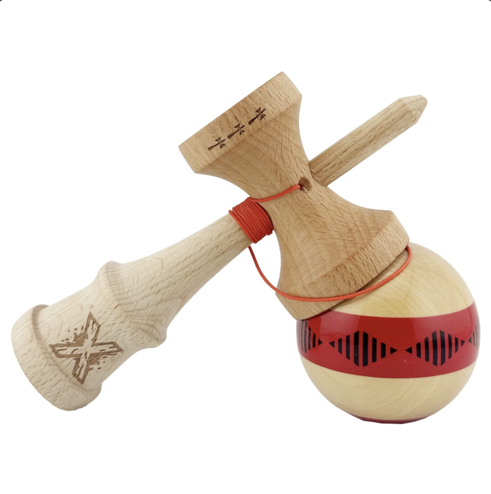 Kendama X Royal King Size, Super Sticky cupe mari, Natur-Rosu romb Alb [2]