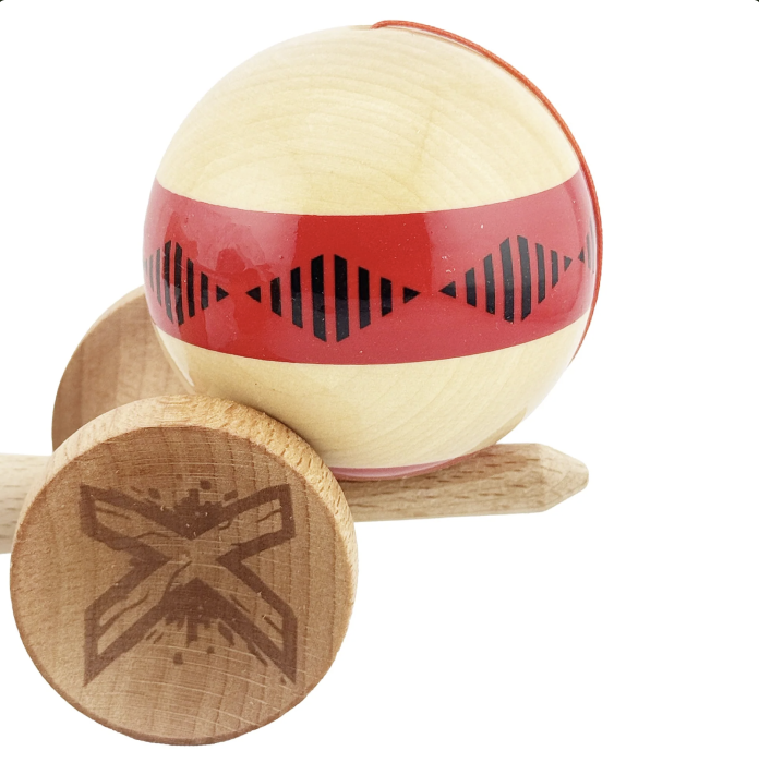 Kendama X Royal King Size, Super Sticky cupe mari, Natur-Rosu romb Alb [4]