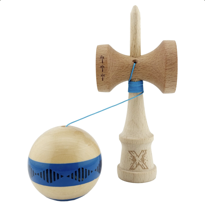 Kendama X Royal King Size, Super Sticky cupe mari, Natur-Rosu romb Albastru [3]