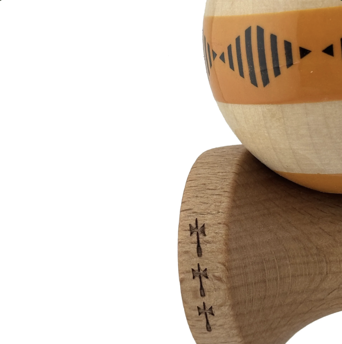 Kendama X Royal King Size, Super Sticky cupe mari, Natur-Rosu romb Portocaliu [5]