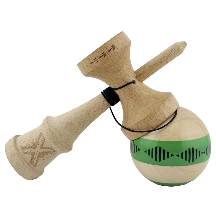 Kendama X Royal King Size, Super Sticky cupe mari, Natur-Verde romb Alb [2]