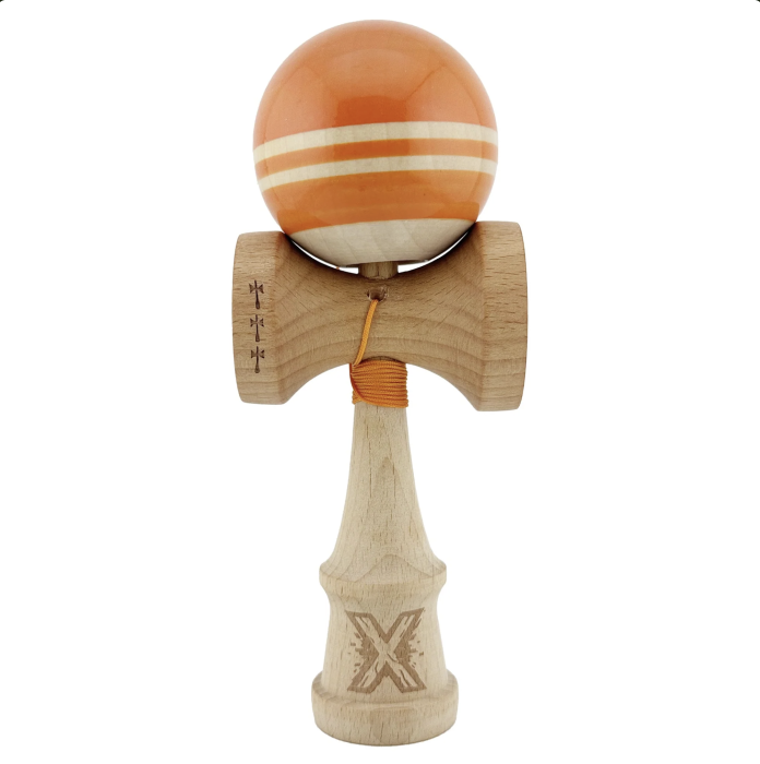 Kendama X Royal King Size, Super Sticky cupe mari, Portocaliu-Natur cu dungi [8]