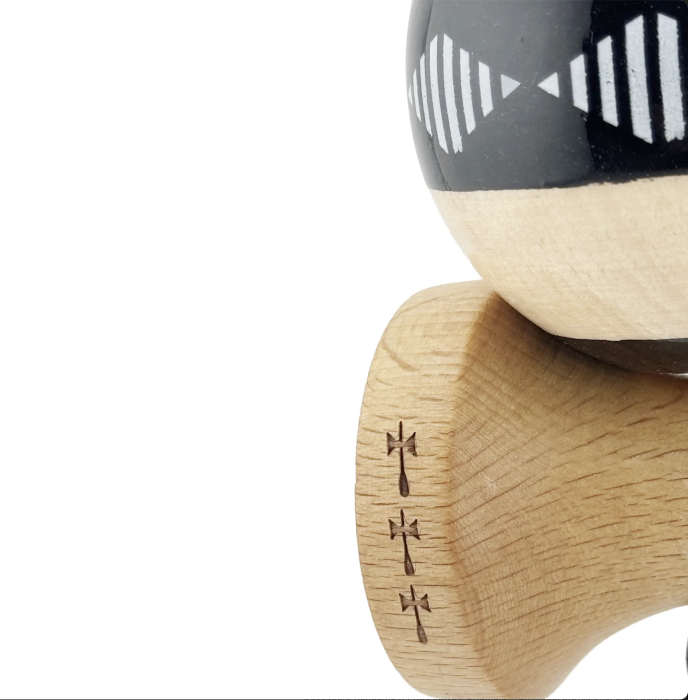 Kendama X Royal King Size, Super Sticky cupe mari, Natur-Negru romb Alb [7]