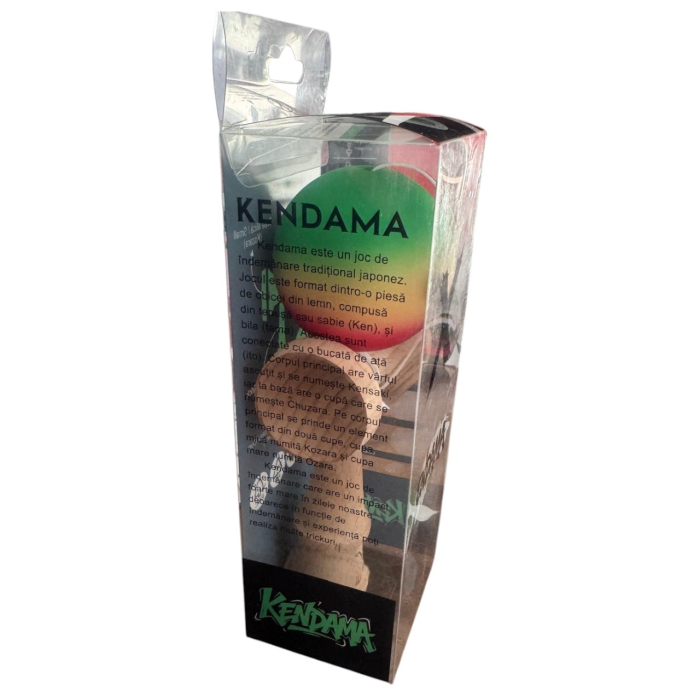 Kendama X cauciucata 18 cm, rosu-galben-verde, din lemn [4]