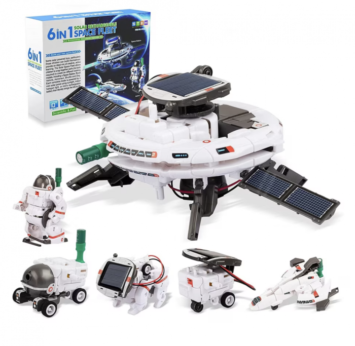 Kit solar 6 in 1 STEM de construit cu tematica flota Spatiului cosmic