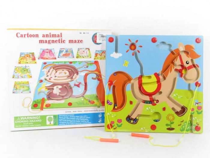 Labirint din lemn magnetic mare - animale