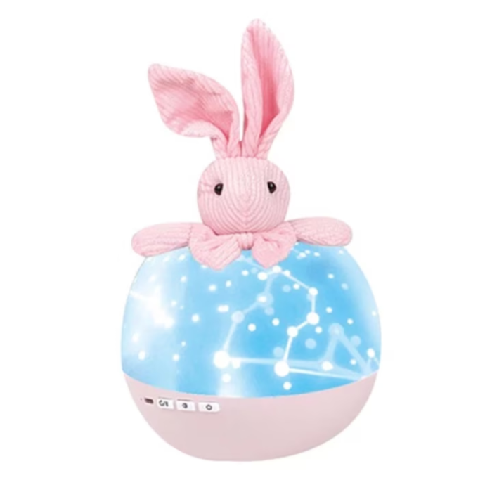 Lampa de Veghe Portabila Rotativa cu Proiectii, Melodii si Bluetooth – Model Iepuras, 25x13 cm [1]