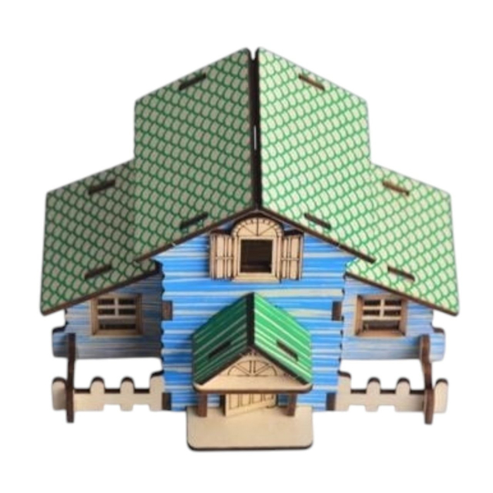 Macheta 3D din lemn Cabana verde, 22 piese [2]