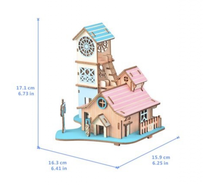 Macheta 3D din lemn Casuta cu turn, 58 piese [4]