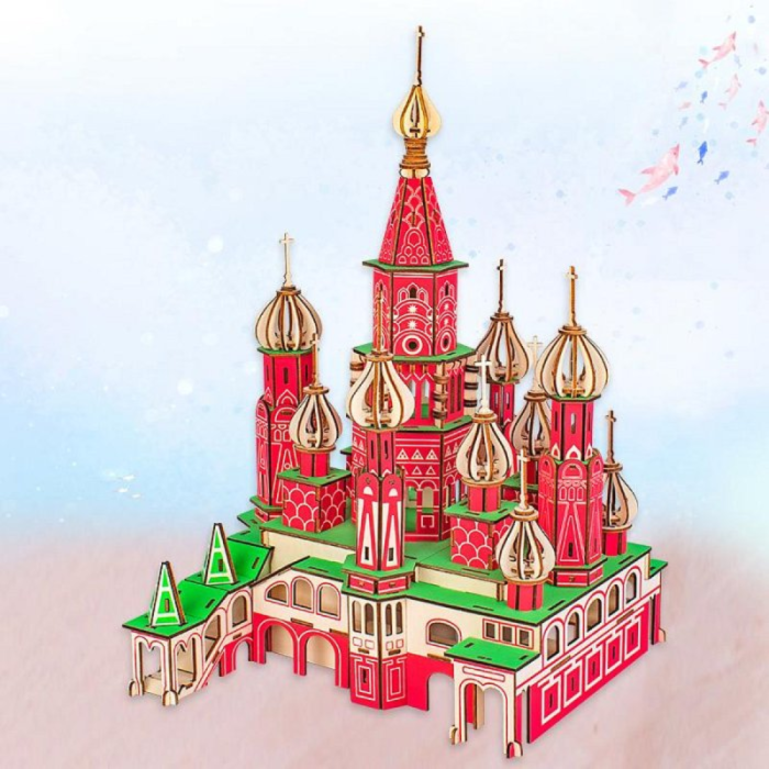 Macheta 3D din lemn Catedrala Vasile Blajenii din Piata Rosie Moscova, 484 piese [2]