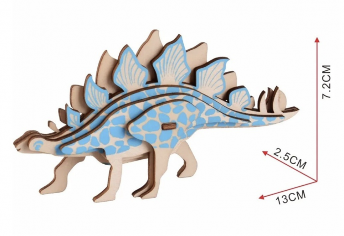 Macheta 3D din lemn Dinozaurul Stegosaurus, 9 piese [5]