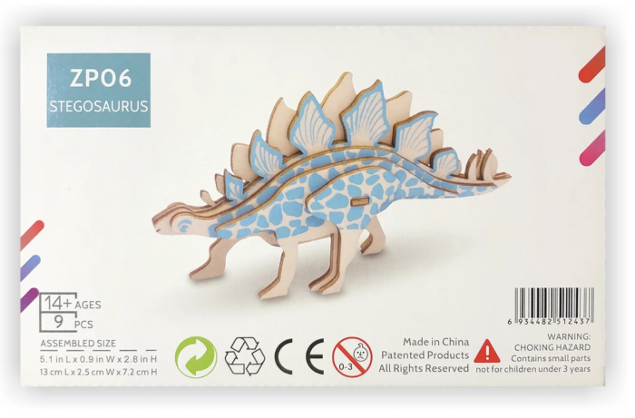 Macheta 3D din lemn Dinozaurul Stegosaurus, 9 piese [3]