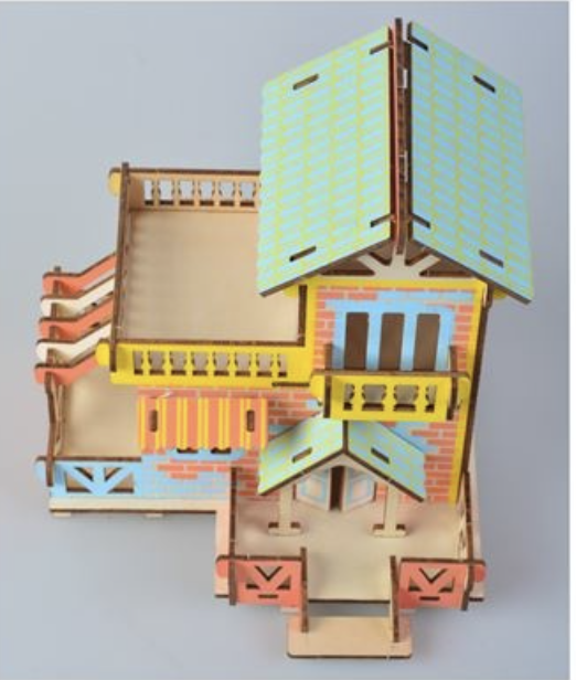 Macheta 3D din lemn Cabana multicolora, 73 piese [2]