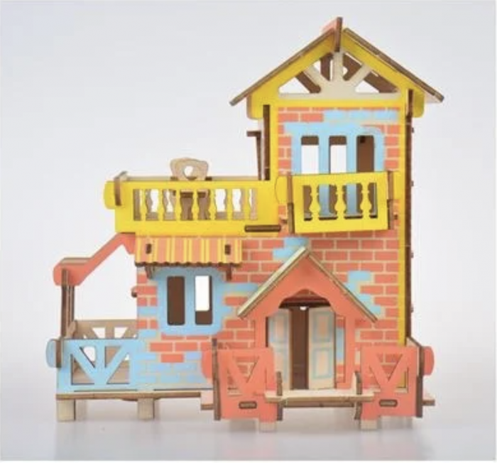 Macheta 3D din lemn Cabana multicolora, 73 piese [4]