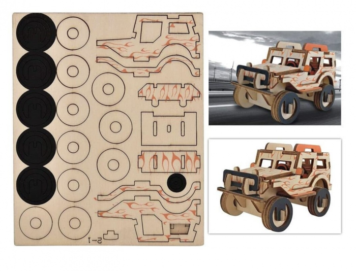 Macheta 3D din lemn Masina de teren natur, 40 piese [2]