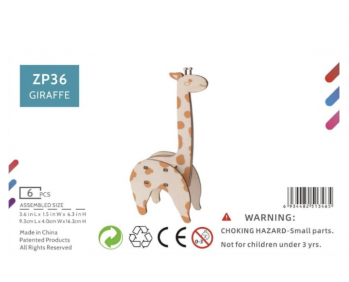 Macheta 3D din lemn Girafa, 6 piese [5]