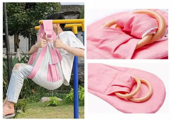 Marsupiu wrap, sling cu inele, pentru bebelusi, roz plasa [3]