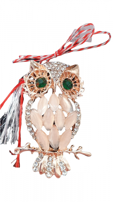 Martisor tip brosa eleganta bufnita cu pietricele cat-eye - krista 