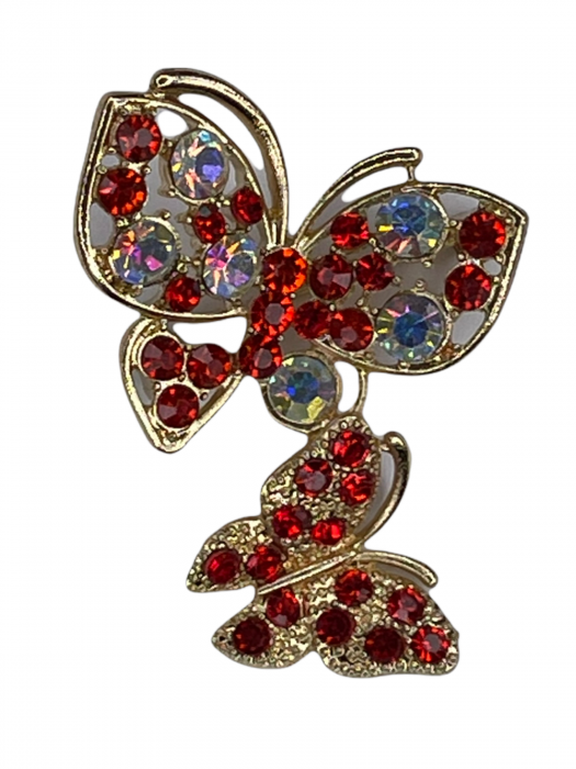 Martisor tip brosa eleganta doi fluturi cu pietricele - krista 