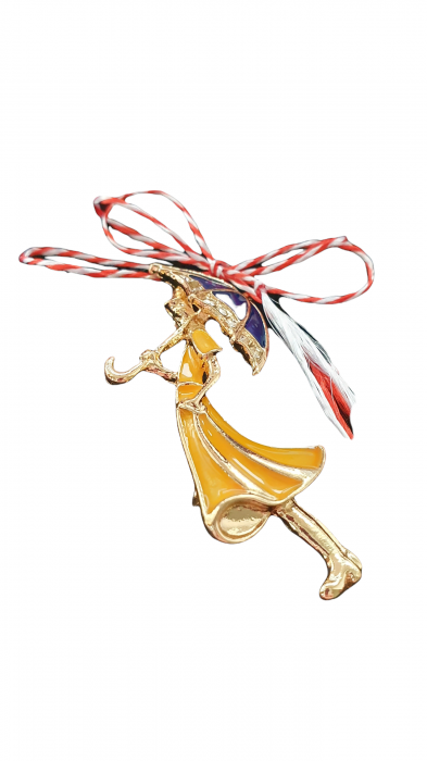 Martisor tip brosa eleganta domnisoara cu ubrela, 3 culori - krista 