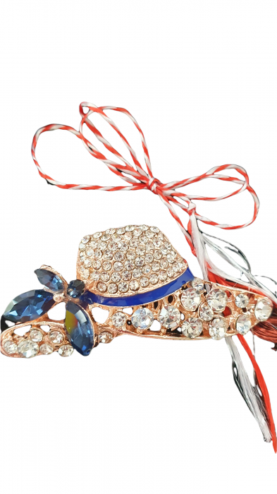 Martisor tip brosa, palarie cu boruri largi - krista 