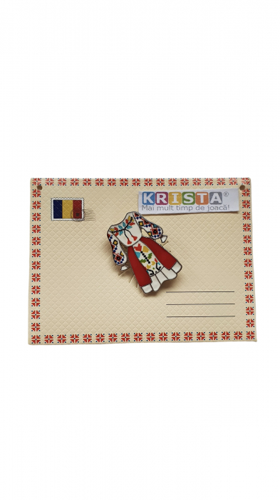Martisor tip insigna, rochie - costume traditionale romanesti 01 - krista 
