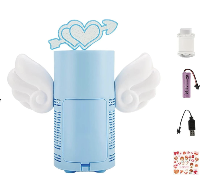Masina de facut baloane de sapun Angel Cupidon Bubble, mini, 25,5 cm, albastru, +3 ani [3]