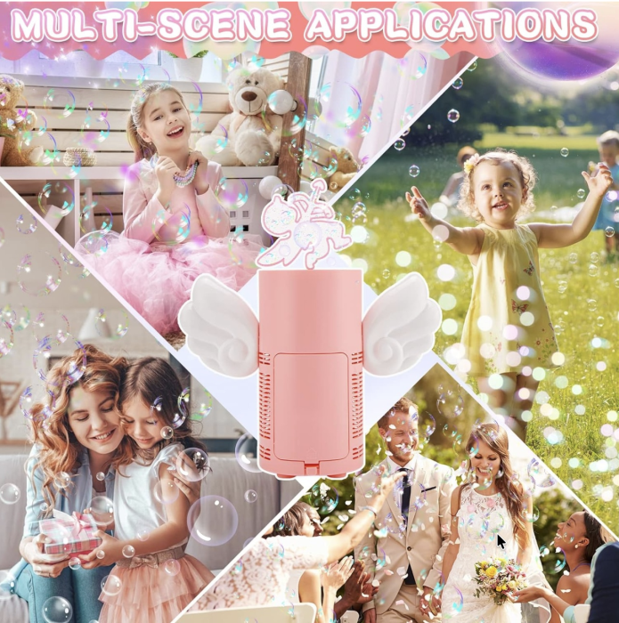 Masina de facut baloane de sapun Angel Cupidon Bubble, mini, 25,5 cm, roz, +3 ani [6]