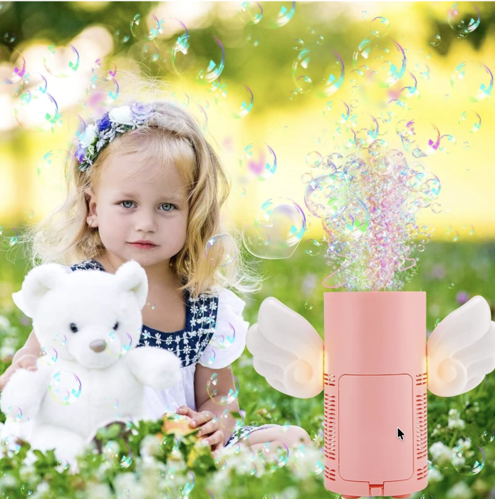 Masina de facut baloane de sapun Angel Cupidon Bubble, mini, 25,5 cm, roz, +3 ani [4]