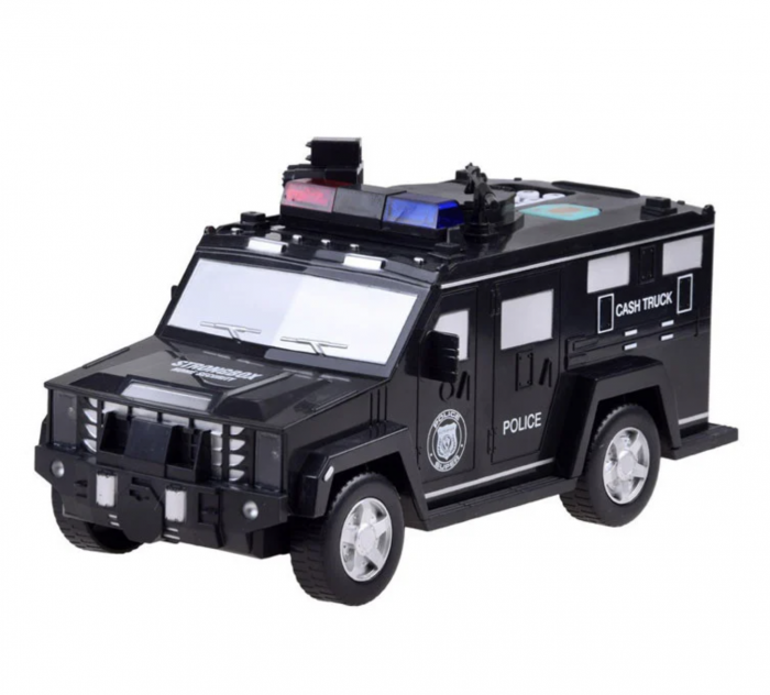 Masina de politie pentru transport bani, pusculita cu amprenta
