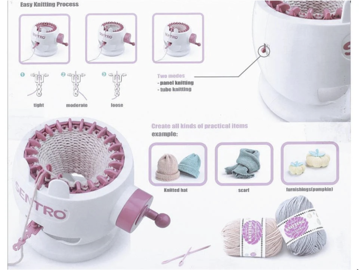 Masina de tricotat Sentro 22 ace, manuala cu manivela, accesorii incluse, 7 ani+ [8]