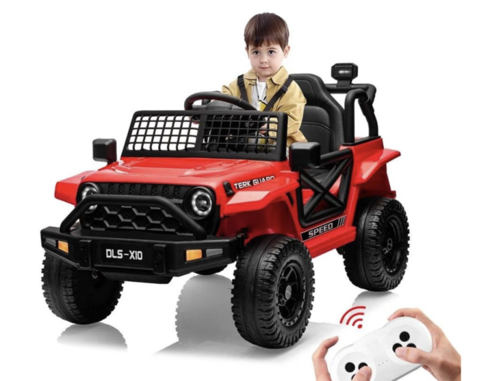 Masina electrica OFFROAD 12V, 2x45W, telecomanda 2.4G, roti mari, 30 kg, rosu [2]