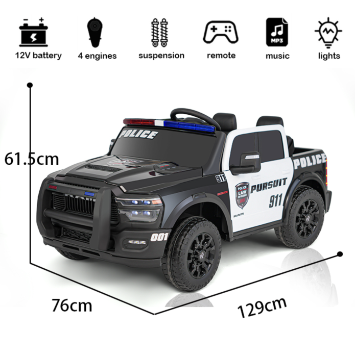 Masina Electrica Copii Police Truck 12V 7Ah 2 Motoare 550 Suspensii Telecomanda 3-8 Ani [4]