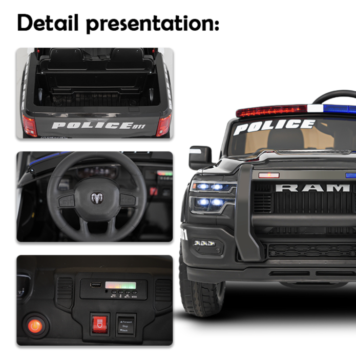 Masina Electrica Copii Police Truck 12V 7Ah 2 Motoare 550 Suspensii Telecomanda 3-8 Ani [2]