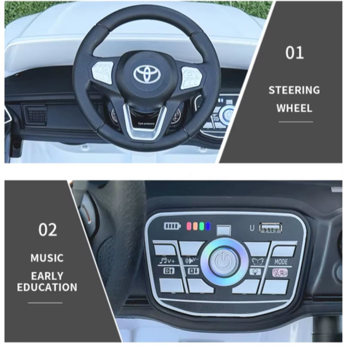 Masina electrica copii Toyota pickup DLS-X20, licentiata, 12V, telecomanda 2.4G, Bluetooth, 2-6 ani, Alb [6]