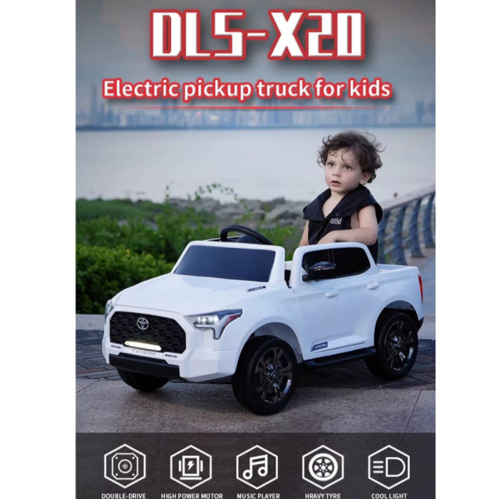 Masina electrica copii Toyota pickup DLS-X20, licentiata, 12V, telecomanda 2.4G, Bluetooth, 2-6 ani, Alb [9]