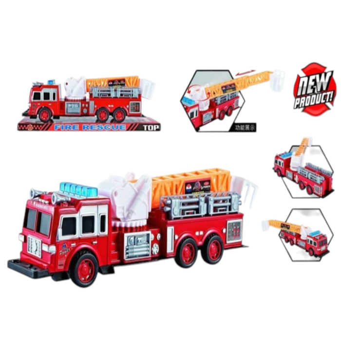Masina Pompieri De Jucarie Fire Rescue Cu Scara Telescopica Rotativa Si Nacela 3 Ani [4]