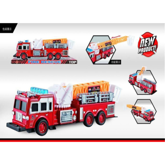 Masina Pompieri De Jucarie Fire Rescue Cu Scara Telescopica Rotativa Si Nacela 3 Ani [2]