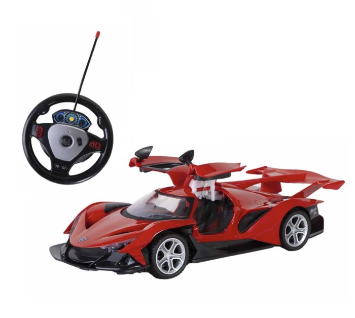 Masinuta de curse sport cu telecomanda tip volan, usi automate si acumulator, rosie, 35 cm, +6 ani [2]