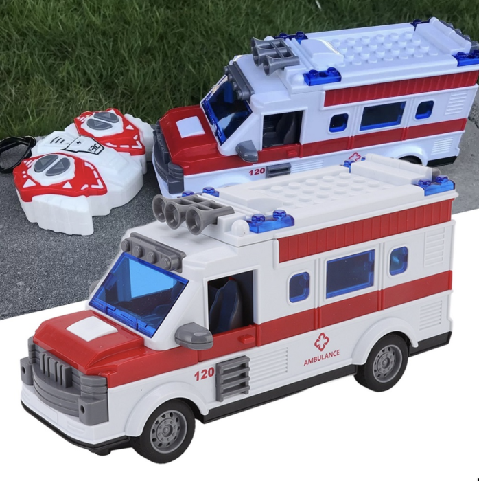 Masina Ambulanta Cu Telecomanda Scara 1:30 Lumini Si Usi Mobile Alb Rosu 3 Ani [5]