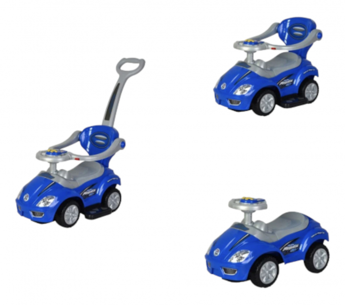 Masinuta 3 in 1 cu maner de impins, Deluxe Mega Car, albastru [8]