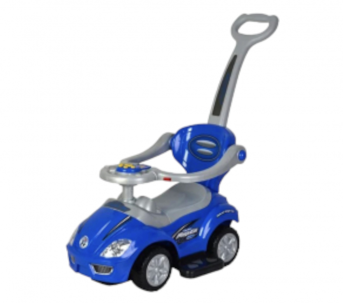 Masinuta 3 in 1 cu maner de impins, Deluxe Mega Car, albastru [6]