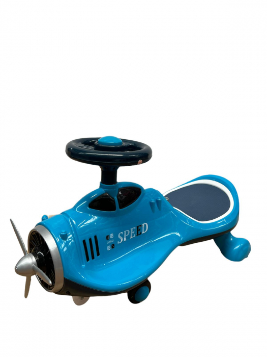 Masinuta - avion ride-on, roti silicon, cu volan - speed 122, bleu